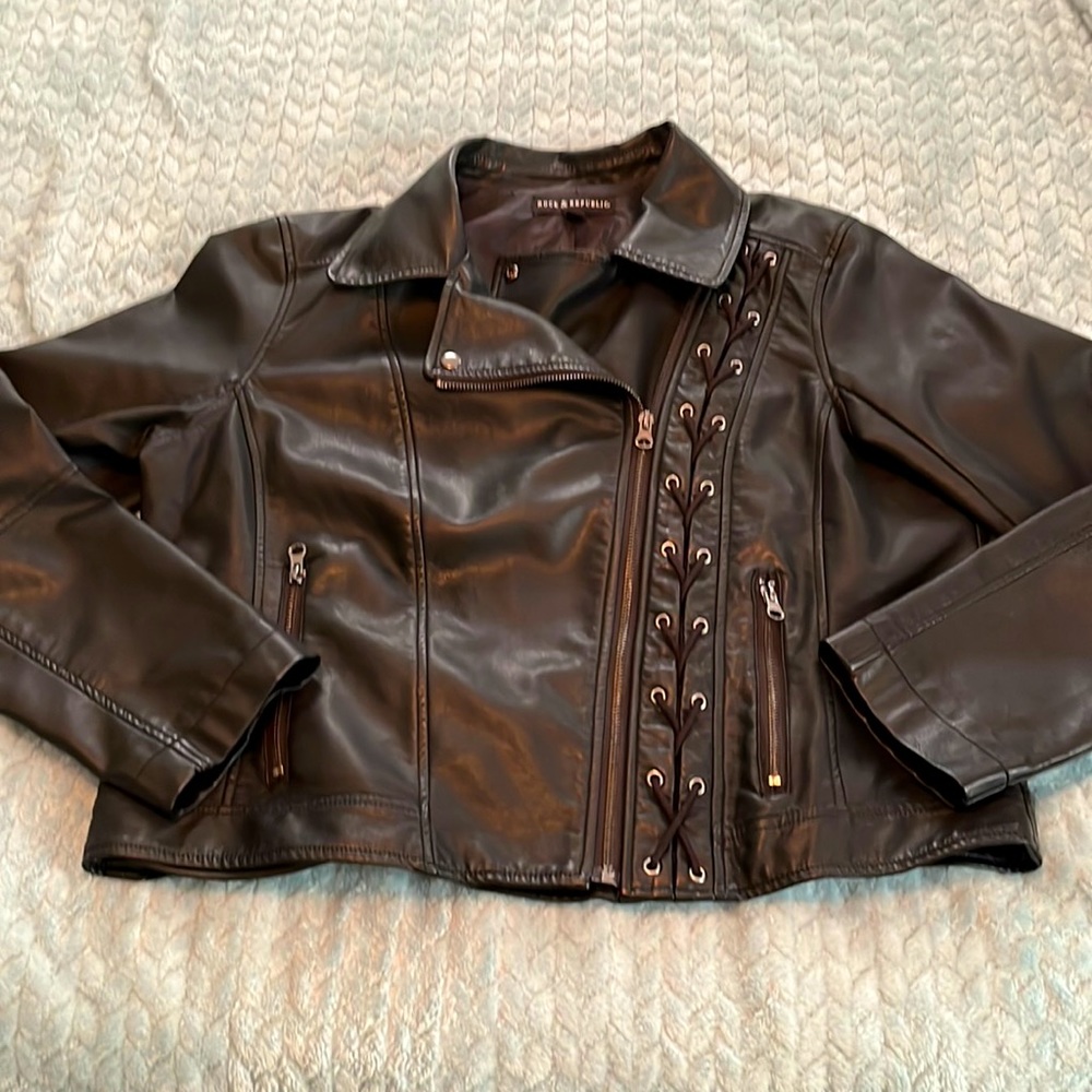 Women's faux leather biker style jacket